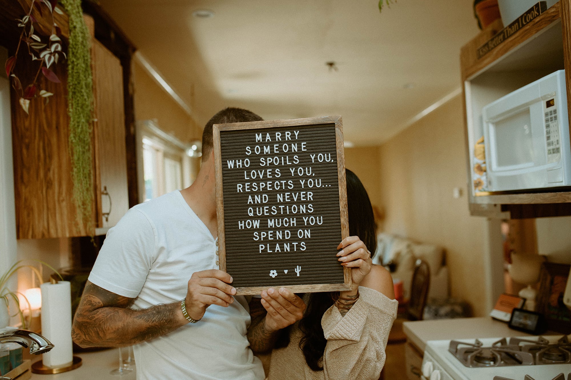 Engagement Photoshoot ideas props letter board plant parents marriage 