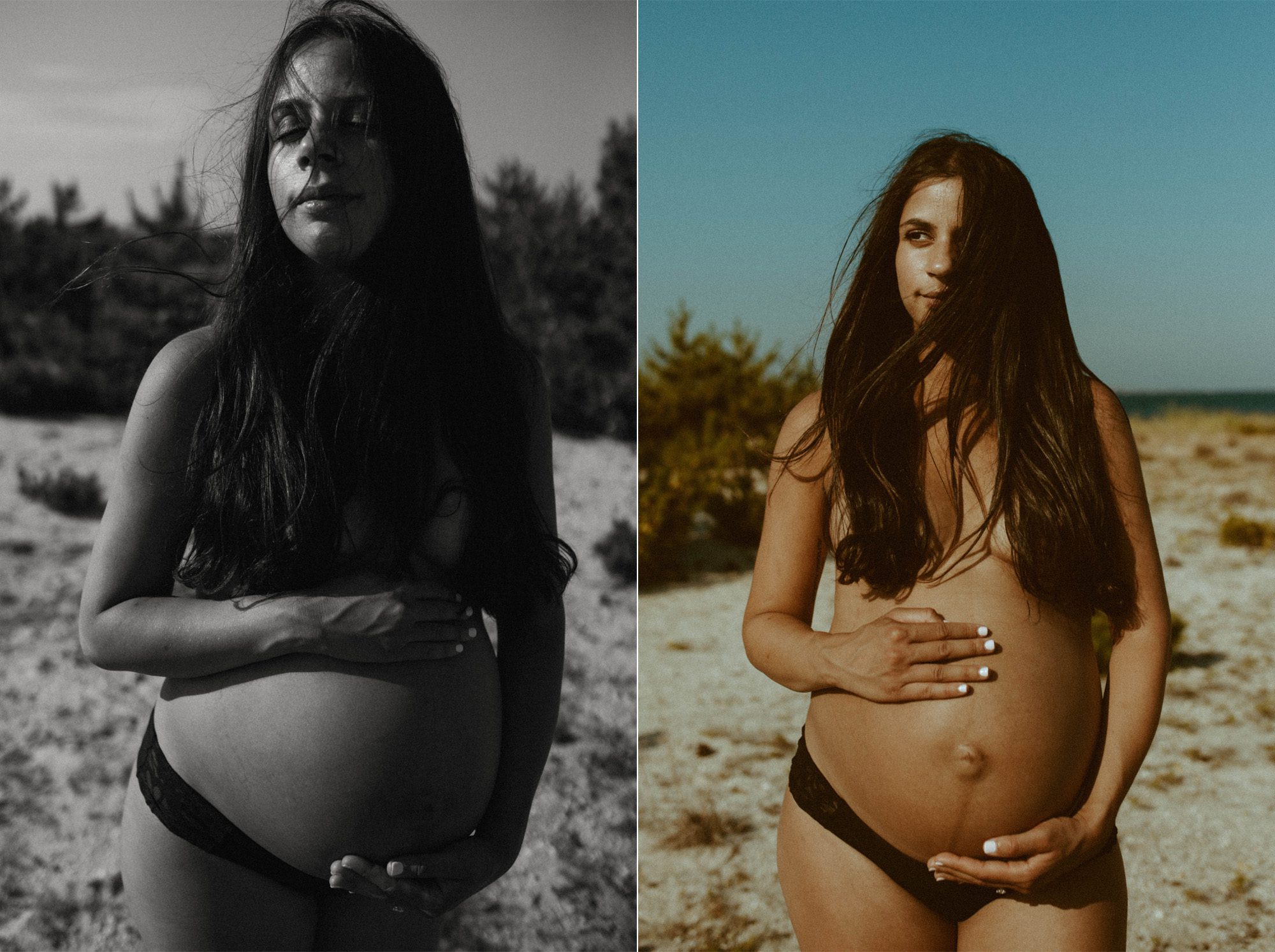 Pregnant woman desert maternity photos. Beach Maternity Portraits