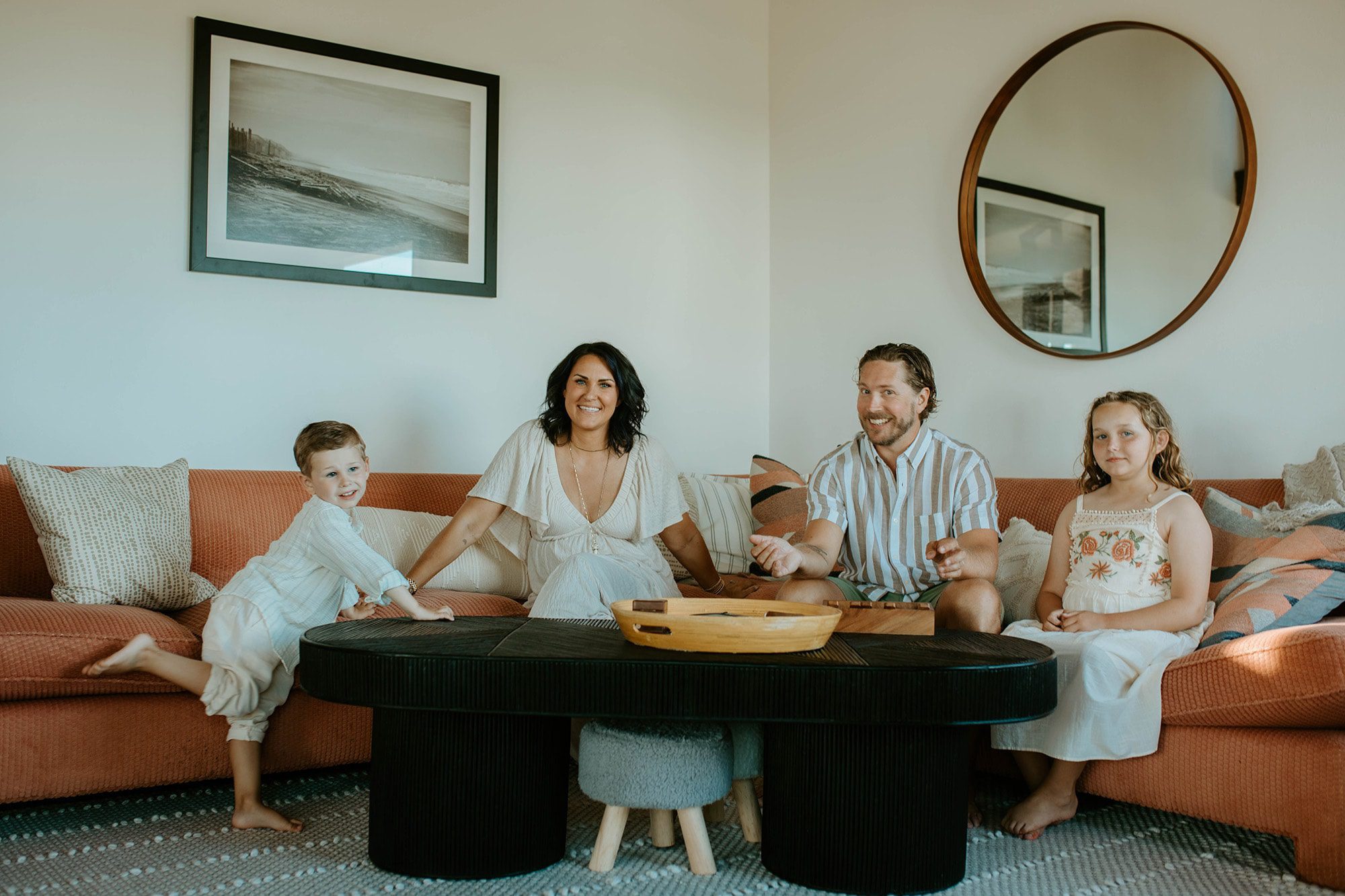 a family in-home photoshoot session at their beach house in Fire Island, New York 