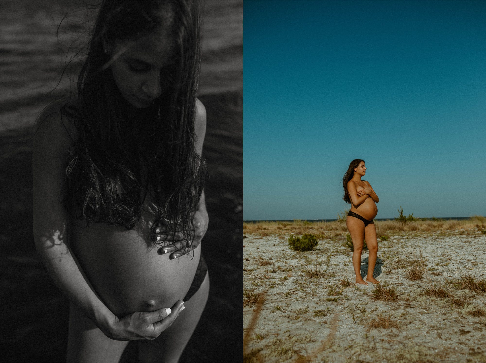Pregnant woman beach dunes maternity photos bump photos